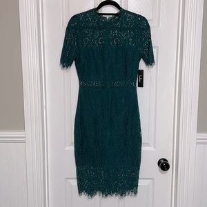 Sage Green Lace Dress with See Through Waist